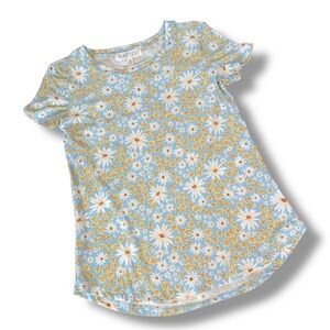 Planet Gold Teen Floral Tee - Blue and Yellow